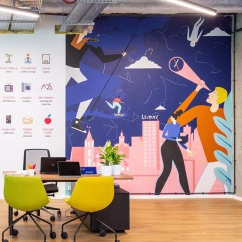 Mural w akademiku LivinnX Kraków